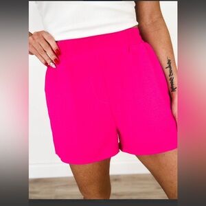 NWOT- Women's High-Rise Hot Pink Casual Shorts